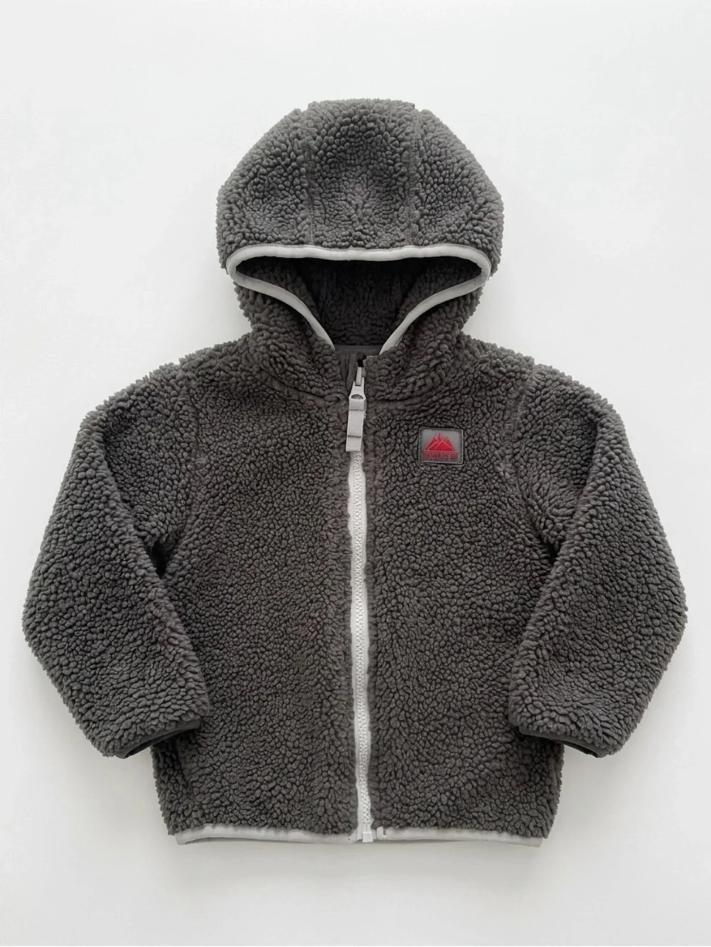Kids Grey Sherpa Fleece Full Zip Hoodie snozu Jacket Coat